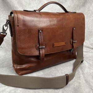 The Bridge Brown Leather Briefcase Laptop Italy 17" x 11" Handle and Strap